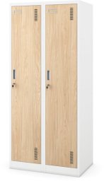 Jan Nowak Szafka ubraniowa pracownicza czterokomorowa biała/dąb sonoma, 800 x 1800 x 500 mm: Kacper Eco* Design (5902560332339)