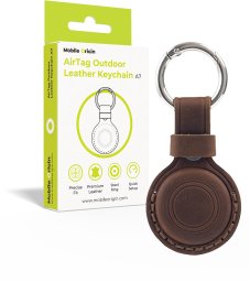 Mobile Origin MOBILE ORIGIN AIRTAG OUTDOOR LEATHER KEYCHAIN A7, MIDNIGHT BROWN