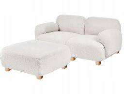 Beliani Sofa modułowa dla 2 osób AMLI Złamana biel Boucle z otomaną (732383)