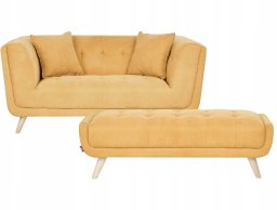 Beliani Sofa dla 2 osób HABO Musztardowy z otomaną (807499)