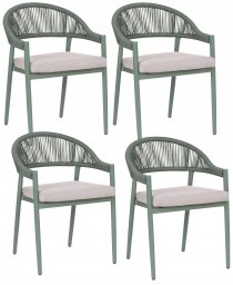 Garden4You Zestaw 4 krzeseł ogrodowych z poduszkami ORMEA Metal Zielony (812776)