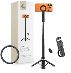 Selfie stick 4kom.pl TECH-PROTECT L11S MAGSAFE BLUETOOTH SELFIE STICK TRIPOD BLACK (5906302323395)