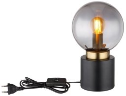 Lampa stołowa Belideco Marka 21003BB czarny mat mosiądz mat szkło dymione Globo