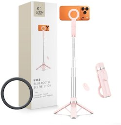 Selfie stick 4kom.pl TECH-PROTECT L11S MAGSAFE BLUETOOTH selfie stick tripod pink (5906302323401)