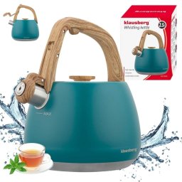Klausberg Czajnik stalowy z gwizdkiem 2,5L turkusowy (KB-9040)