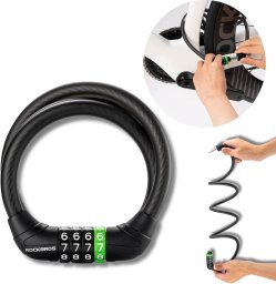 RockBros Zapięcie rowerowe 87632 na szyfr linka stalowa 115 cm - czarne (5907769390111)