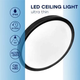 Lampa sufitowa Visional LED Waterproof luminaire 32W, 3CCT, 3840Lm, IP44, Ø 400 x 25 mm Black (4752233015066)