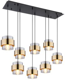 Lampa wisząca Globe Milley Czarna Matowa, Szkło, 8x E27, Globo