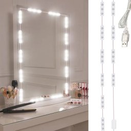 xxxxxxxxxxxxxxxx Verk Group (Verk) Lampki do lustra toaletki LED zestaw makijaż 10 sztuk USB 3 barwy światła