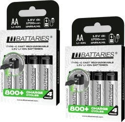 LiiBateries Zestaw 2x 4 szt Akumulator litowo-jonowy LiiBattaries AA (R6) 1700 mAh (5902729075794)
