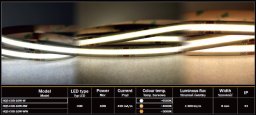 Taśma LED MW Profesjonalna taśma LED typu COB, 10W 512 chips/m, CRI 90, 24V, biala 6000K-7000K, IP33 (5902135135297)