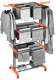 Suszarka na pranie Vilde Metalowa czarna pionowa na kółkach XXL 73x170 cm (5900670112988)