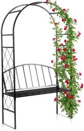 Vilde Pergola ogrodowa z ławką metalowa czarna 115x50x210 cm (5900670122239)