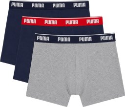 Puma Bokserki męskie 3 pak granatowe, szare 947130 05 L