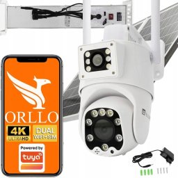 Kamera IP ORLLO WIFI 4G SIM TZ8 4K obrotowa z panelem słonecznym 2 obiektywy