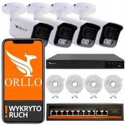 Kamera IP ORLLO Zestaw do Monitoringu 4 Kamery IP POE Sensor SONY 5Mpix POESET 4