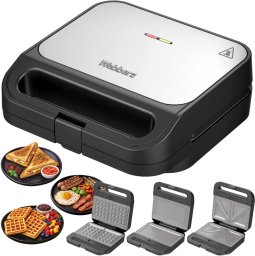 Opiekacz Webber Toster grill gofrownica 3W1 1000W ceramiczne płyty wyjmowane INOX (05SR3)