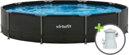 Virtufit Basen ogrodowy stelażowy VirtuFit 305x76 cm z pompą filtrującą antracyt
