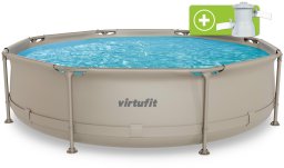 Virtufit Basen ogrodowy stelażowy VirtuFit 305x76 cm z pompą filtrującą beżowy