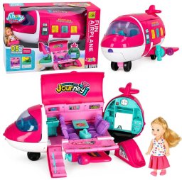 LeanToys Samolot pasażerski dla lalek rozkładany 2w1 lalka akcesoria różowy EDUKAMP (29593)