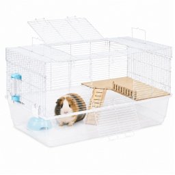 PETSI Klatka dla gryzoni świnki morskiej królika 80 cm akcesoria uchwyty do przenoszenia biała EDUKAMP (5353)