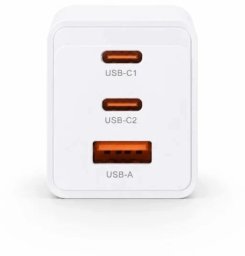 Ładowarka voltage Sieciowa GaN Charger 67W PD 3.0 QC 3.0 USB-A 2x USB-C biała (VEAGaN67AC2WE)