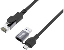 Adapter USB Equip GigaBit USB-C+A->RJ45 St/St 1.00m czarny (133101)