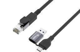 Adapter USB Equip GigaBit USB-C+A->RJ45 St/St 2.00m czarny (133102)