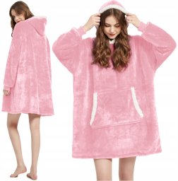 Colour Pleasure Ciepła bluza kocobluza XXL koc oversize 2w1 gruba długa futrzak z kapturem