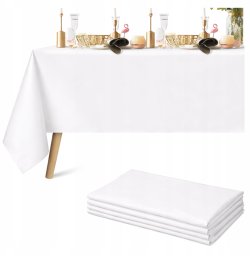 WTM Obrus na Stół Plamoodporny Biały 137x274cm Cerata na Stół Gładki Foliowy