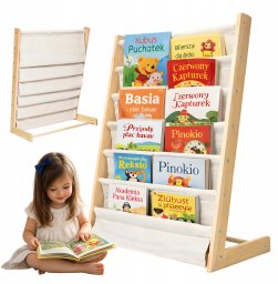 WTM Regał na książki dla dzieci drewniany szafka organizer 6 półek Montessori