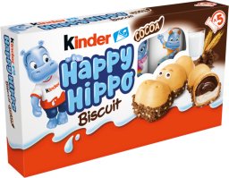 Kinder Happy Hippo Cocoa Chrupiący wafelek z mlecznym i kakaowym nadzieniem 103,5 g (5 sztuk)