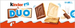 Kinder Duo Ciasteczka z warstwą mlecznej i białej czekolady 150 g (12 sztuk)