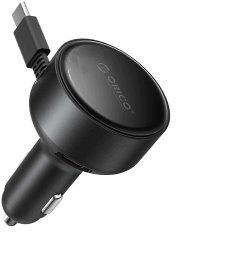 Ładowarka Orico Samochodowa FC-60-2C 60W ze zwijanym kablem USB-C 65 cm - czarna (6942886200362)