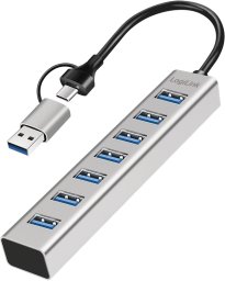 LogiLink Huby i koncentratory USB 3.2 Gen 1 (3.1 Gen 1) Type-A + Type-C 5000 Mbit/s Szary (UA0441)