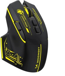 Mysz Wozinsky Bezprzewodowa WMGB-1181 gamingowa optyczna 3200 DPI z wbudowanym akumulatorem i podświetleniem - czarno-żółta (5907769387913)