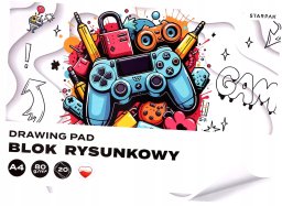 Starpak Blok rysunkowy Gaming Pad biały A4 20 kartek