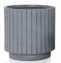 Polnix Doniczka ceramiczna osłonka dekoracyjna ryflowana szara 36 cm