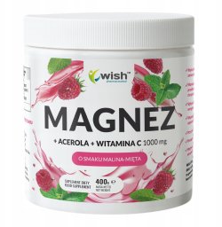 Sanbios WISH_Cytrynian Magnezu+ Acerola+ Wit C Malina- Mięta w proszku suplement diety 400g (5903351713979)