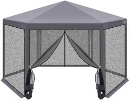 Saska Garden Pawilon ogrodowy sześciokątny 2x2x2x2.5M z moskitierą szary