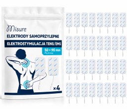 Misure Elektrody żelowe samoprzylepne do elektrostymulacji TENS/EMS 50x90 mm PIN 2 mm 32 szt. (Misure Elektrody 50x90 pin 2 mm)