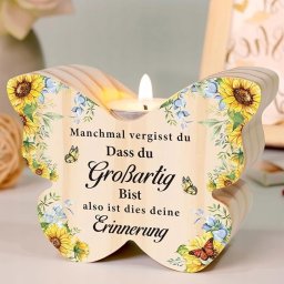 RELAXDAYS Świecznik drewniany prezent motyl