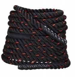7sports Lina bojowa do ćwiczeń treningu fitness 12m czarno-czerwona Battle Rope