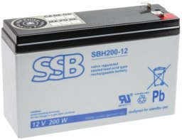 SSB Akumulator AGM SBH 200-12 12V 5Ah faston 6,3mm (długi) 200W/10min (5902311971114)