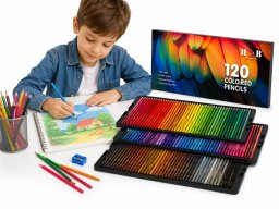 R2 Zestaw 120 kredek kolorowych w etui profesjonalne kredki do rysowania szkicu (5908222258405)