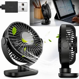 Wentylator Topk Wiatrak USB Cichy mini wentylator biurkowy chłodzenie TOPK K62C czarny