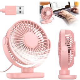 Wentylator Topk Wiatrak USB Cichy mini wentylator biurkowy chłodzenie TOPK K62C różowy