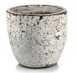 Polnix Doniczka ceramiczna osłonka okrągła Vintage brudna biel 37 cm