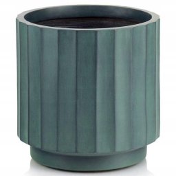 Polnix Doniczka ceramiczna osłonka dekoracyjna ryflowana zielona 36 cm