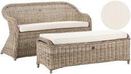 Beliani Sofa ogrodowa z otomaną dla 2 osób SUSUA Rattan Naturalny